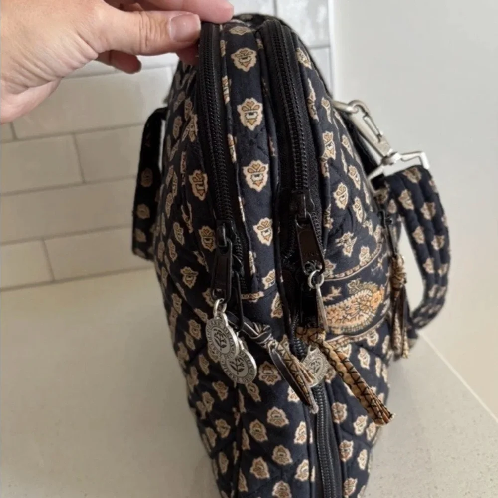 Pierre Deux French Country Vintage Black Floral Quilted Shoulder Bag Hand Made